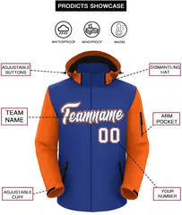 Royal Orange-White Raglan Sleeves Waterproof Jacket 2