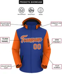 Royal Orange-White Raglan Sleeves Waterproof Jacket 2