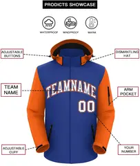 Royal Orange-White Raglan Sleeves Waterproof Jacket 2