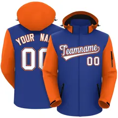Royal Orange-White Raglan Sleeves Waterproof Jacket