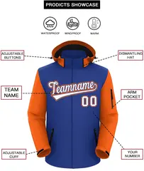 Royal Orange-White Raglan Sleeves Waterproof Jacket 2