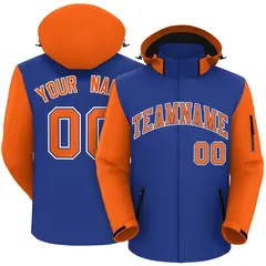 Royal Orange-White Raglan Sleeves Waterproof Jacket