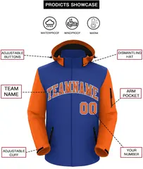 Royal Orange-White Raglan Sleeves Waterproof Jacket 2
