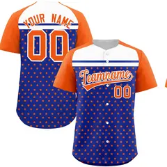 Royal Orange-White Raglan Star Print Baseball Jersey