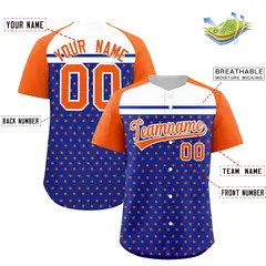 Royal Orange-White Raglan Star Print Baseball Jersey 2