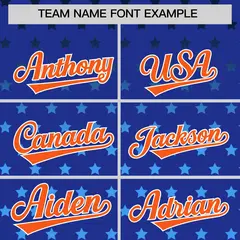 Royal Orange-White Raglan Star Print Baseball Jersey 3