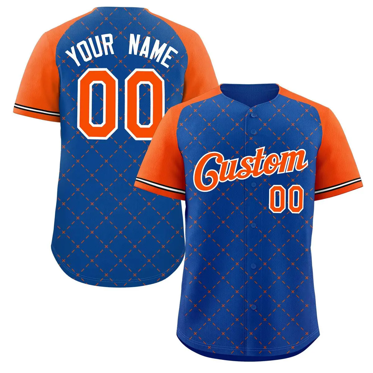 Royal Orange-White Rhombus Authentic Baseball Jersey