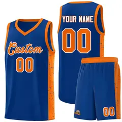 Royal Orange White Side Splash Basketball Jersey