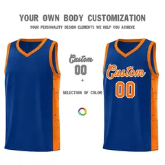 Royal Orange White Side Splash Basketball Jersey 3