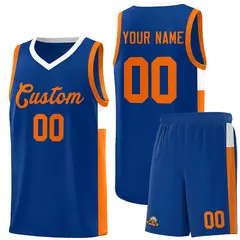 Royal Orange-White Side Two-Tone Classic Basketball Jersey