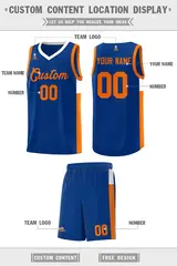 Royal Orange-White Side Two-Tone Classic Basketball Jersey 2