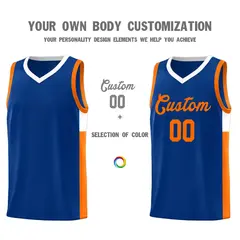 Royal Orange-White Side Two-Tone Classic Basketball Jersey 3