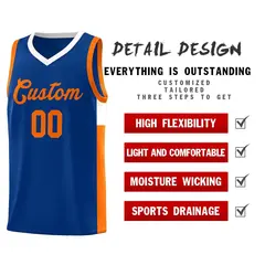 Royal Orange-White Side Two-Tone Classic Basketball Jersey 5