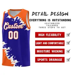 Royal Orange-White Sparkle Pattern Basketball Kits 2