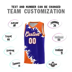 Royal Orange-White Sparkle Pattern Basketball Kits 4