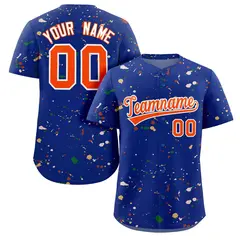 Royal Orange-White Splash Graffiti Baseball Jersey