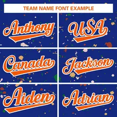 Royal Orange-White Splash Graffiti Baseball Jersey 3
