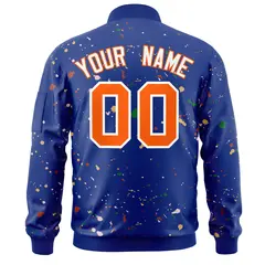 Royal Orange-White Splash Graffiti Varsity Full-Zip Letterman Jacket 4