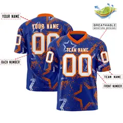 Royal Orange White Star Graffiti Authentic Football Jersey 2