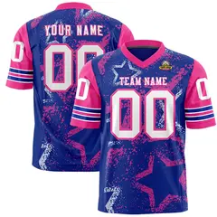 Royal Orange White Star Pattern Authentic Football Jersey