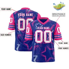 Royal Orange White Star Pattern Authentic Football Jersey 2