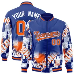 Royal Orange-White Street Graffiti Varsity Letterman Jacket