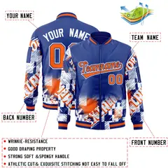 Royal Orange-White Street Graffiti Varsity Letterman Jacket 2