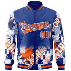 Royal Orange-White Street Graffiti Varsity Letterman Jacket 3