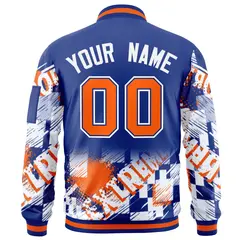 Royal Orange-White Street Graffiti Varsity Letterman Jacket 4