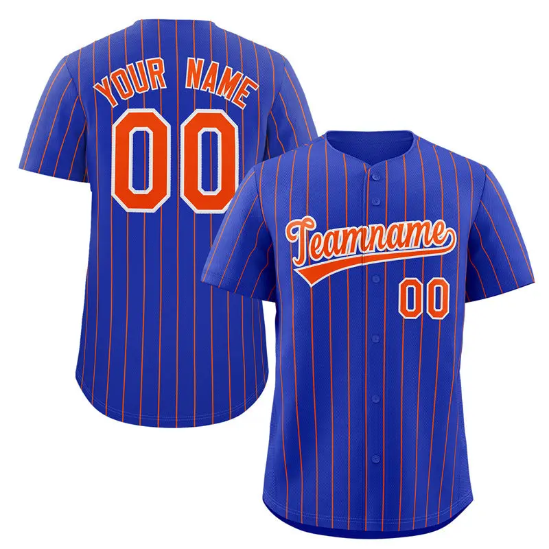Royal Orange-White Stripe Authentic Fashion Baseball Jersey