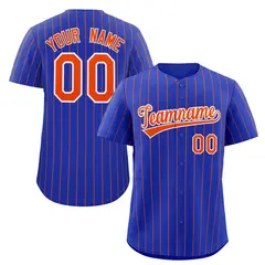 Royal Orange-White Stripe Authentic Fashion Baseball Jersey 1