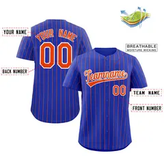 Royal Orange-White Stripe Authentic Fashion Baseball Jersey 2