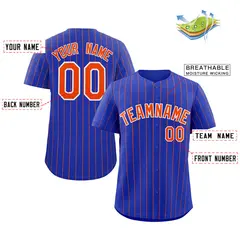 Royal Orange-White Stripe Authentic Fashion Baseball Jersey 2