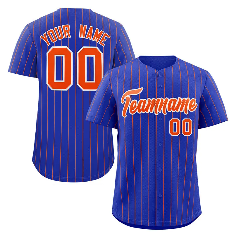 Royal Orange-White Stripe Authentic Fashion Baseball Jersey