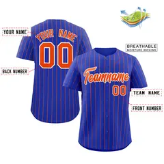 Royal Orange-White Stripe Authentic Fashion Baseball Jersey 2