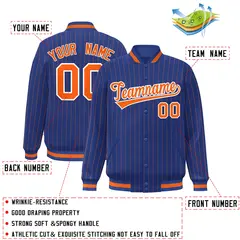 Royal Orange-White Stripe Letterman Bomber Varsity Jacket 2