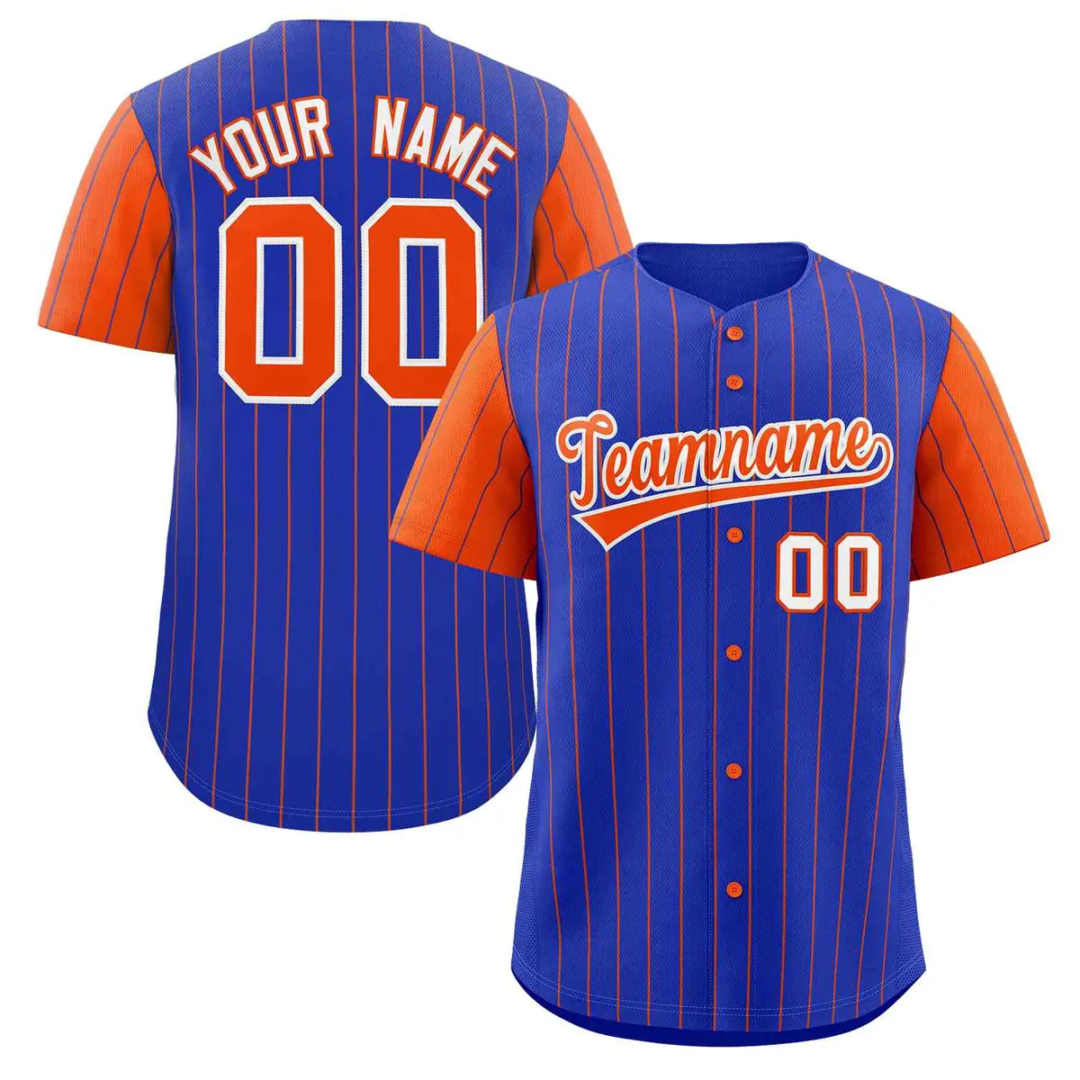 Royal Orange-White Stripe Raglan Baseball Jersey