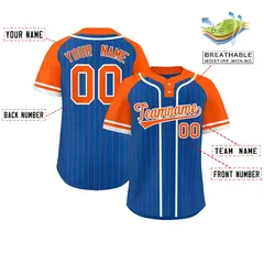 Royal Orange-White Stripe Raglan Two-Button Softball Jersey 2