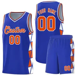 Royal Orange-White Triangle Splicing Basketball Jersey 1