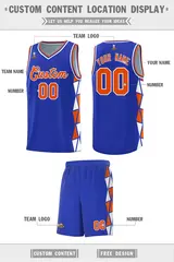 Royal Orange-White Triangle Splicing Basketball Jersey 2