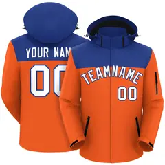 Royal Orange-White Two Tone Hooded Waterproof Jacket