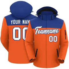 Royal Orange-White Two Tone Hooded Waterproof Jacket 1