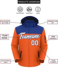 Royal Orange-White Two Tone Hooded Waterproof Jacket 2