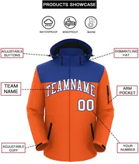Royal Orange-White Two Tone Hooded Waterproof Jacket 2