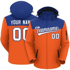 Royal Orange-White Two Tone Hooded Waterproof Jacket 1