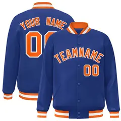 Royal Orange-White Varsity Full-Snap Letterman Jacket 1