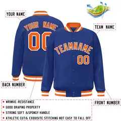 Royal Orange-White Varsity Full-Snap Letterman Jacket 2