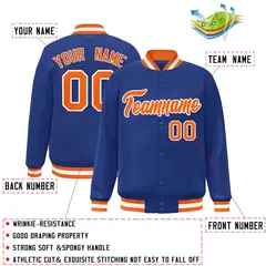 Royal Orange-White Varsity Full-Snap Letterman Jacket 2