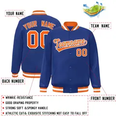 Royal Orange-White Varsity Full-Snap Letterman Jacket 2