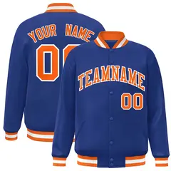 Royal Orange-White Varsity Full-Snap Letterman Jacket 1